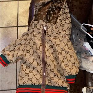 Gucci Beige styleMonogram Zip-Up Jacket